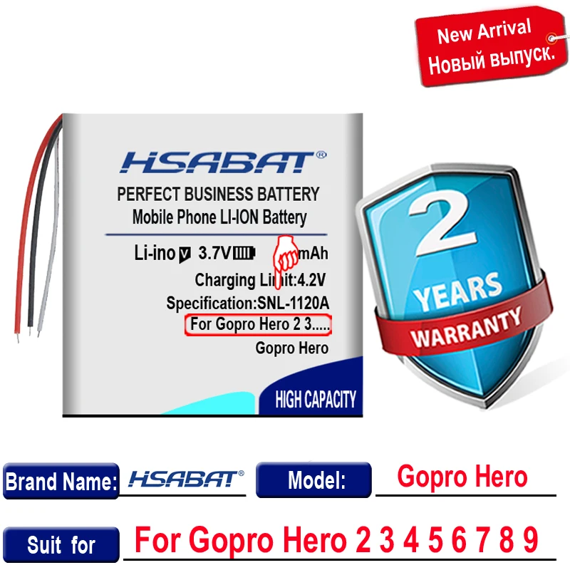 HSABAT ARMTE-001 500mAh Akkumulátor GoPro ARMTE-001, Hero 3, Hero 3+, Hero 4, HERO3, 4k hd felbontás mellett, Wi-Fi Távoli, ARMTE-002 Akkumulátorok . ' - ' . 2