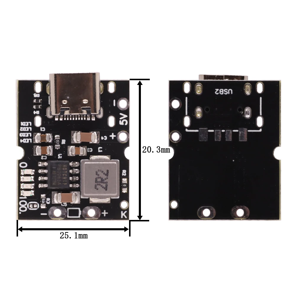 C-típusú / Micro USB 5V 1A 2A Boost Konverter Lítium Akkumulátor Step-Up Power Modul Mobile Power Bank Védelem, LED Indikátor . ' - ' . 3