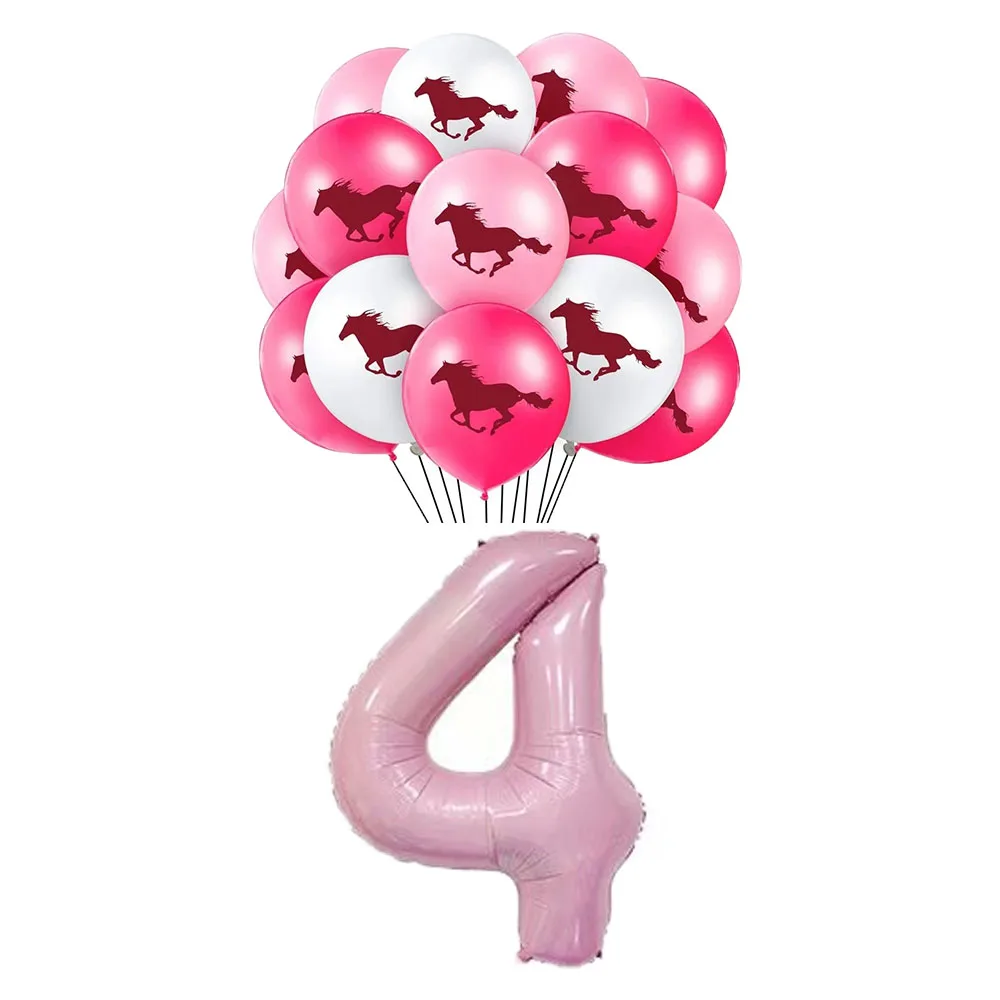 15Pcs/set, 12 colos Rózsaszín Ló Latex Léggömb 40inch Száma 1 2 3 Hélium Globe Party Dekor, Baba Zuhany készlet Ló Születésnapja . ' - ' . 3