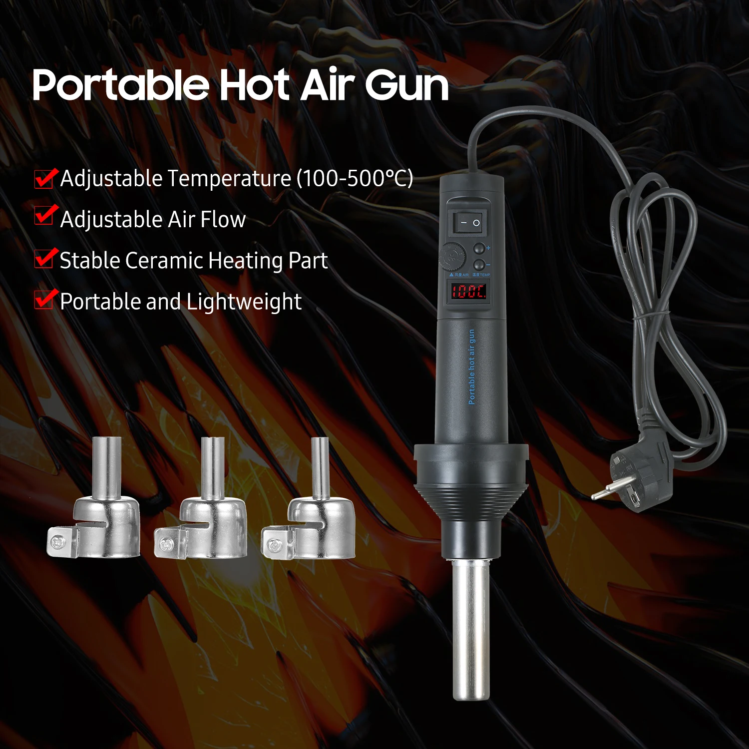 Mini Hő Fegyvert 420W Hordozható Forró Levegő Pisztoly Digitális kijelző, Állítható Hőmérséklet & Levegő Áramlását Kézi Ipari Hő Fegyver DIY . ' - ' . 3