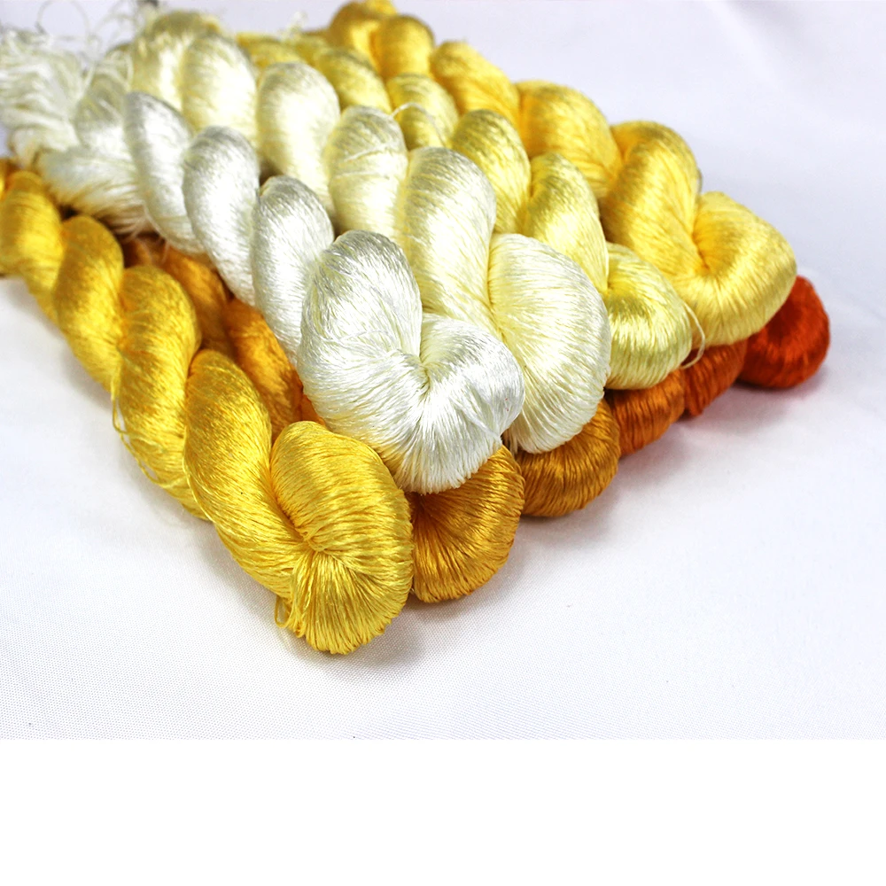 100% selyem szál kézi hímzés hímezni cross stitch 1db 400m selyem hímzés szál sárga sorozat 10 tiszta színek . ' - ' . 3