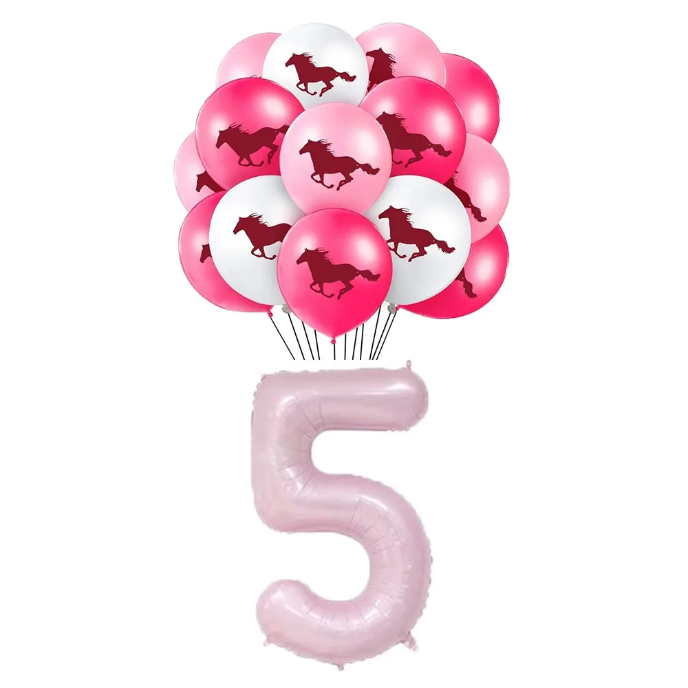 15Pcs/set, 12 colos Rózsaszín Ló Latex Léggömb 40inch Száma 1 2 3 Hélium Globe Party Dekor, Baba Zuhany készlet Ló Születésnapja . ' - ' . 4