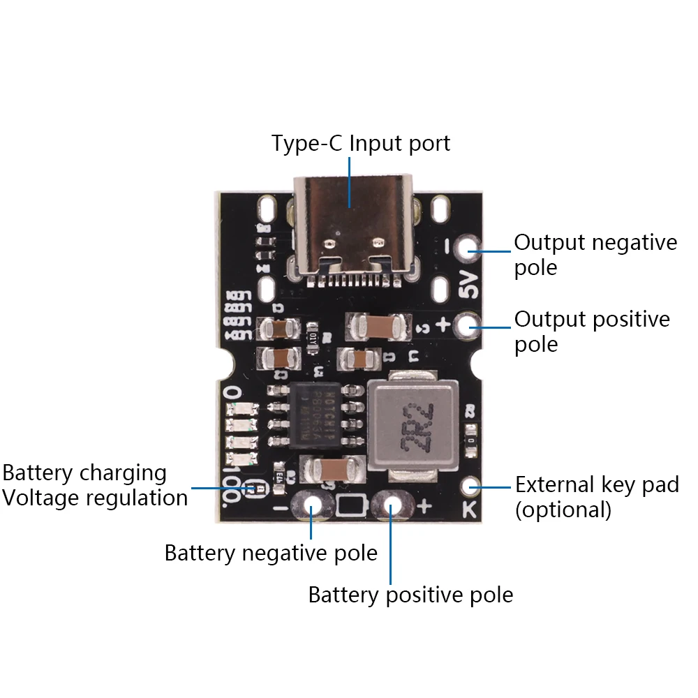 C-típusú / Micro USB 5V 1A 2A Boost Konverter Lítium Akkumulátor Step-Up Power Modul Mobile Power Bank Védelem, LED Indikátor . ' - ' . 5