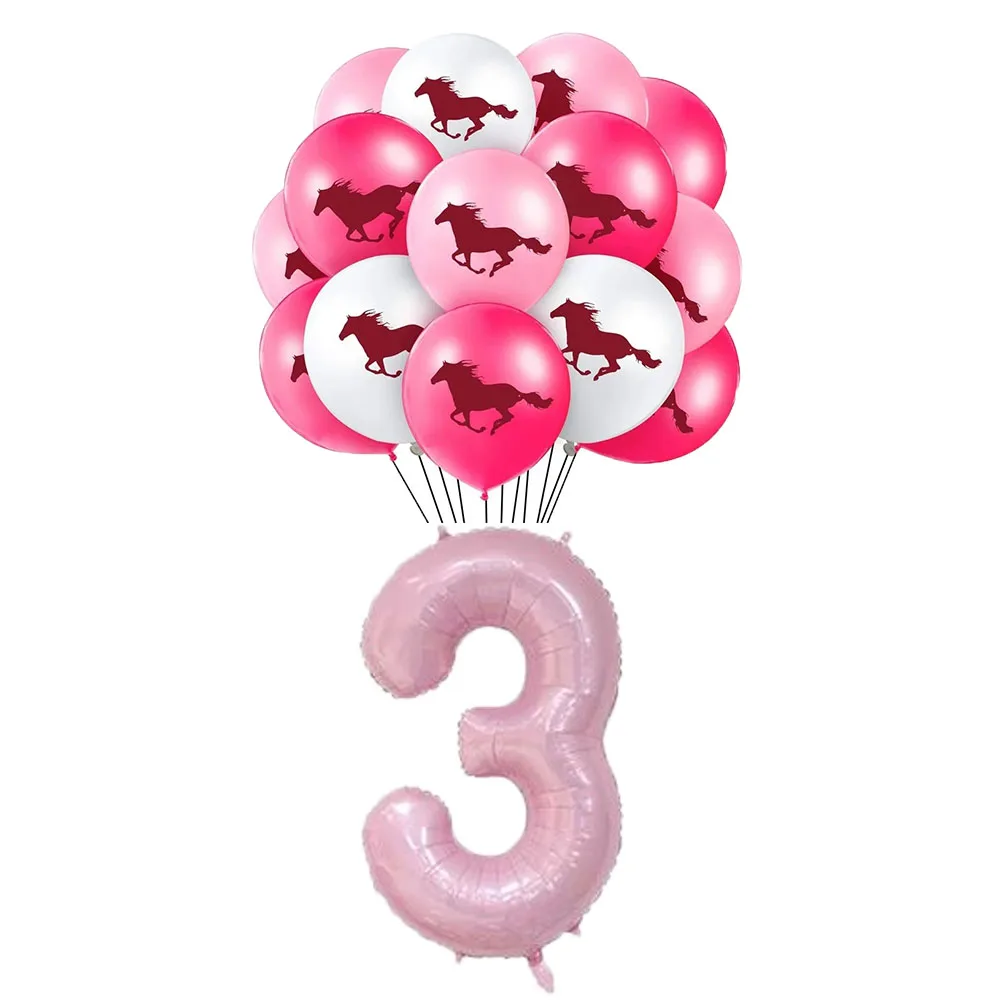15Pcs/set, 12 colos Rózsaszín Ló Latex Léggömb 40inch Száma 1 2 3 Hélium Globe Party Dekor, Baba Zuhany készlet Ló Születésnapja . ' - ' . 5
